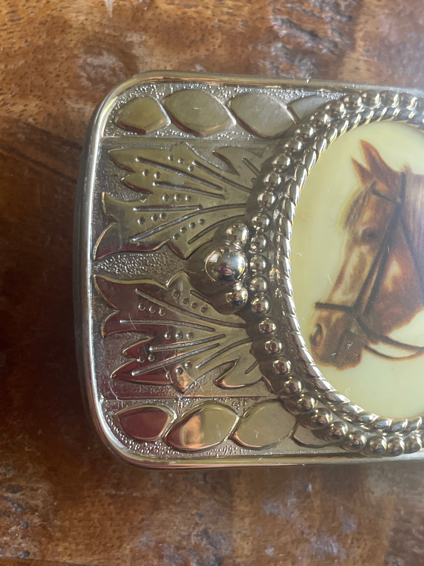 Vintage Gold Tone Horse Belt Buckle