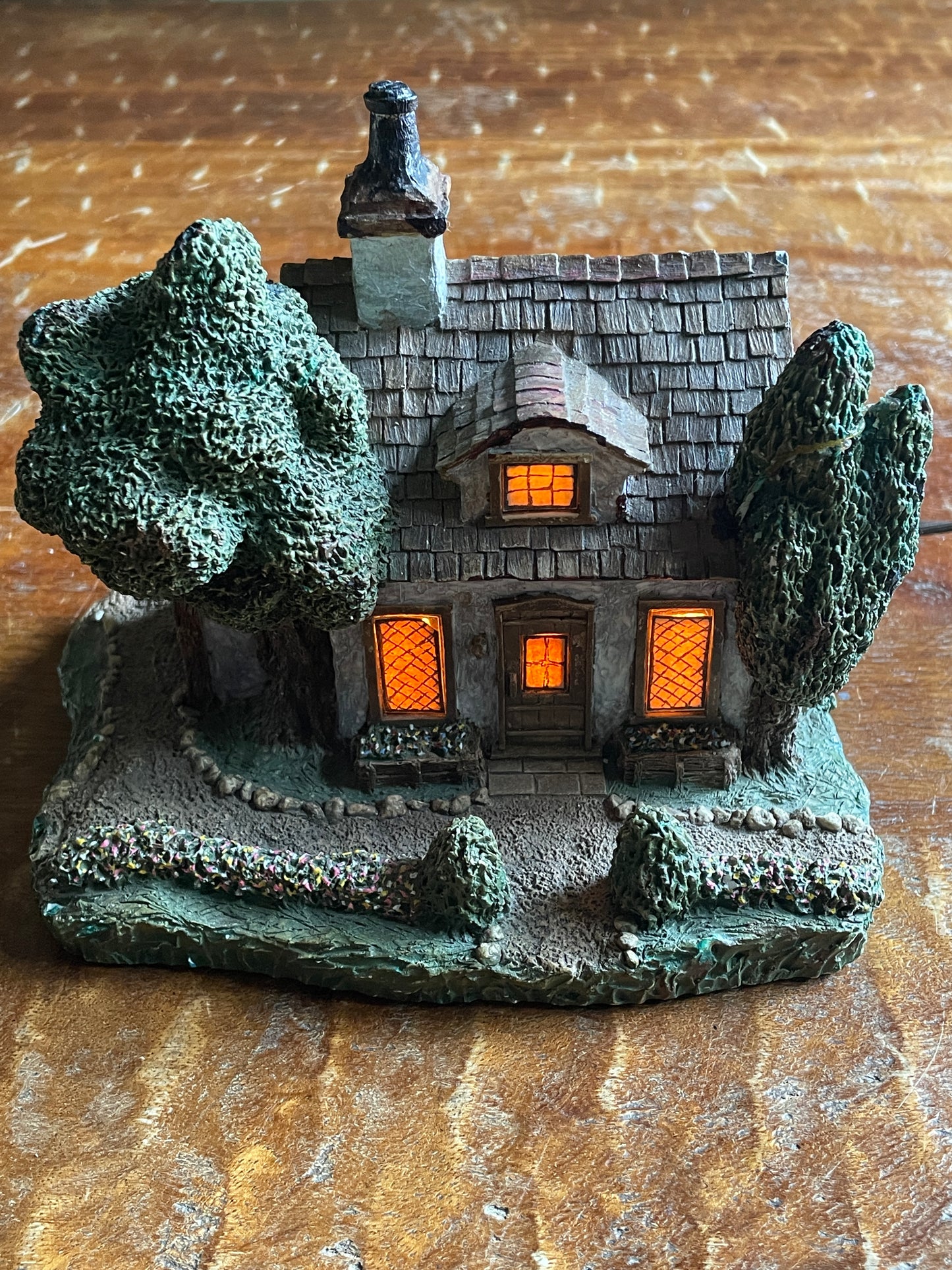 "Groundkeeper's Cottage" Lighted Ceramic piece Hand Signed by John Hopkins 1985