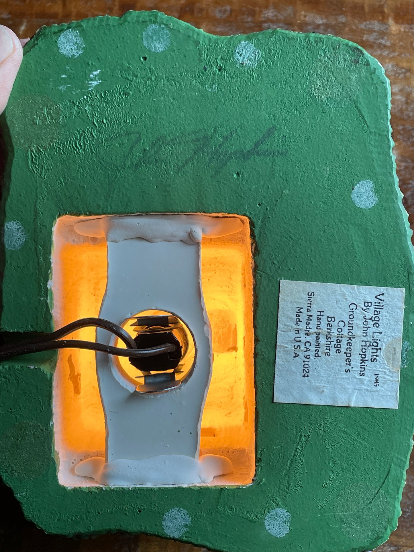 "Groundkeeper's Cottage" Lighted Ceramic piece Hand Signed by John Hopkins 1985