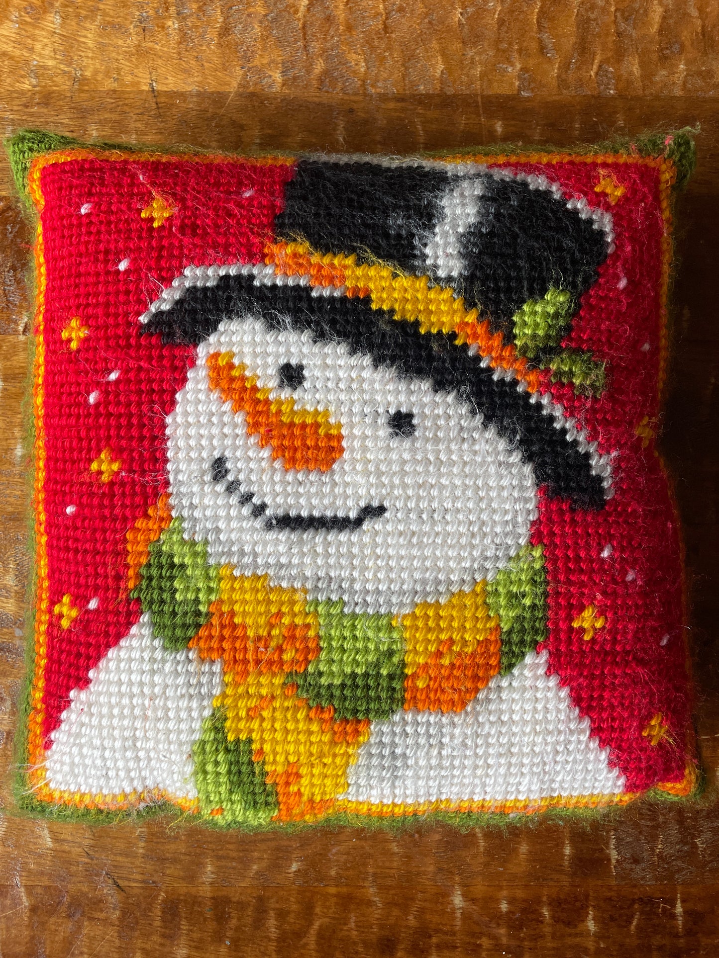 Hand Knit Holiday Throw Pillow 14”