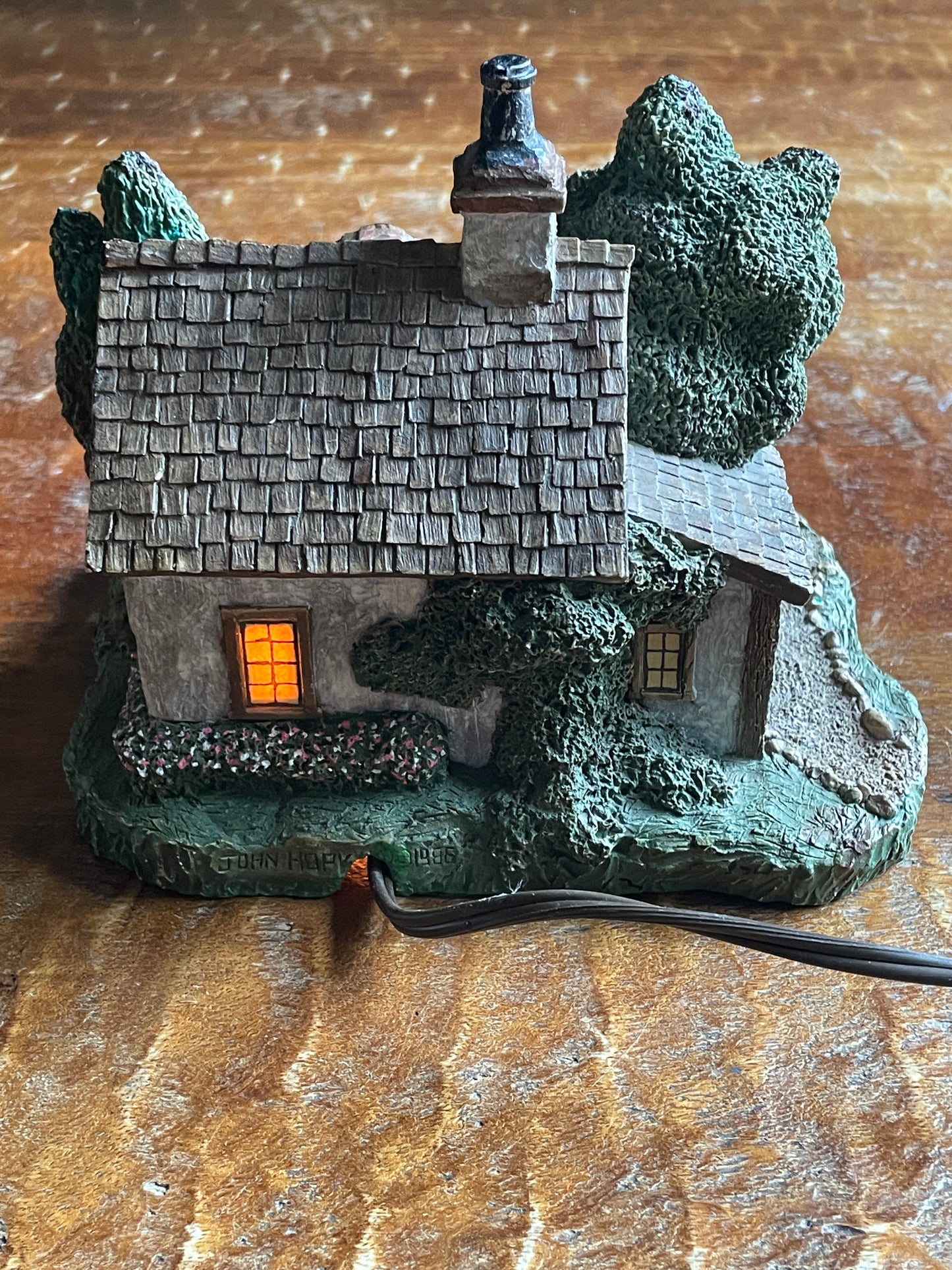 "Groundkeeper's Cottage" Lighted Ceramic piece Hand Signed by John Hopkins 1985