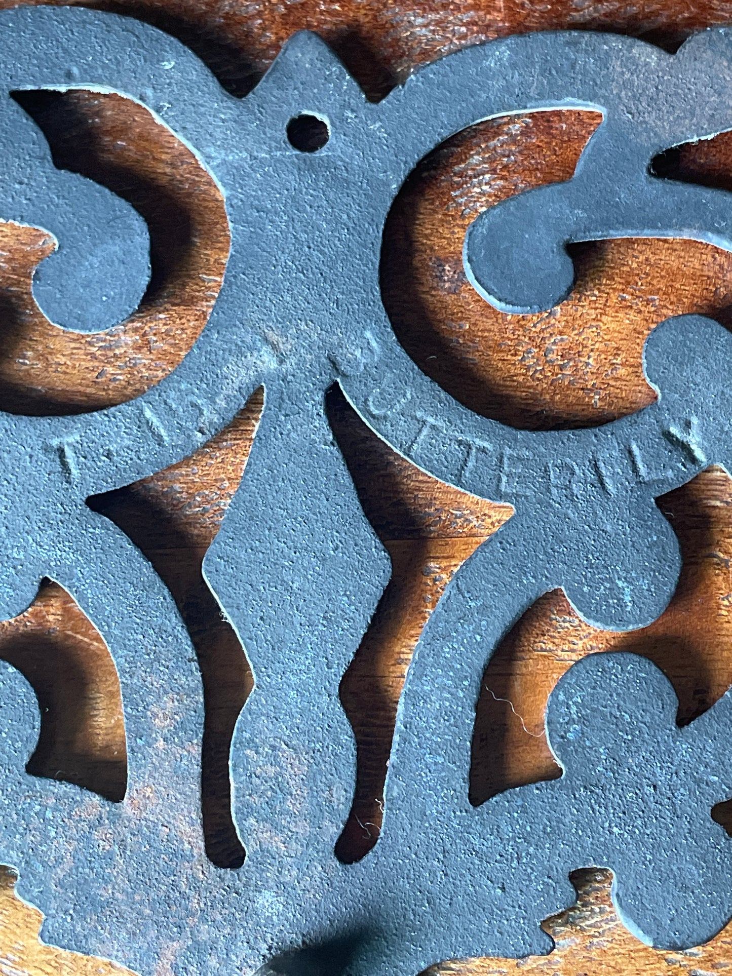 Vintage Black Cast Iron Trivet Butterfly
