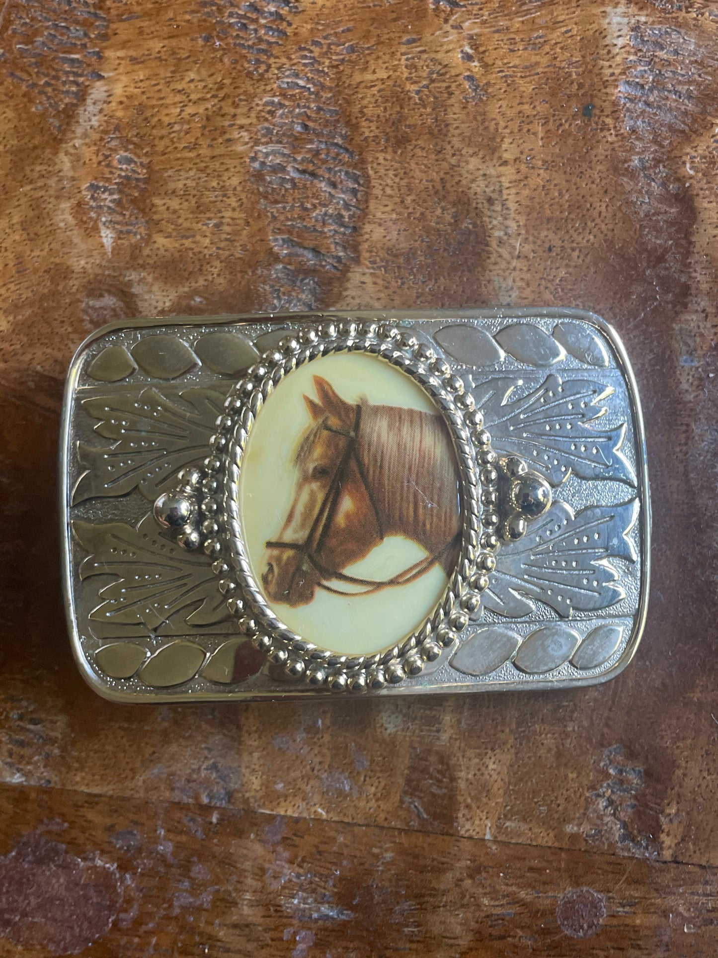 Vintage Gold Tone Horse Belt Buckle