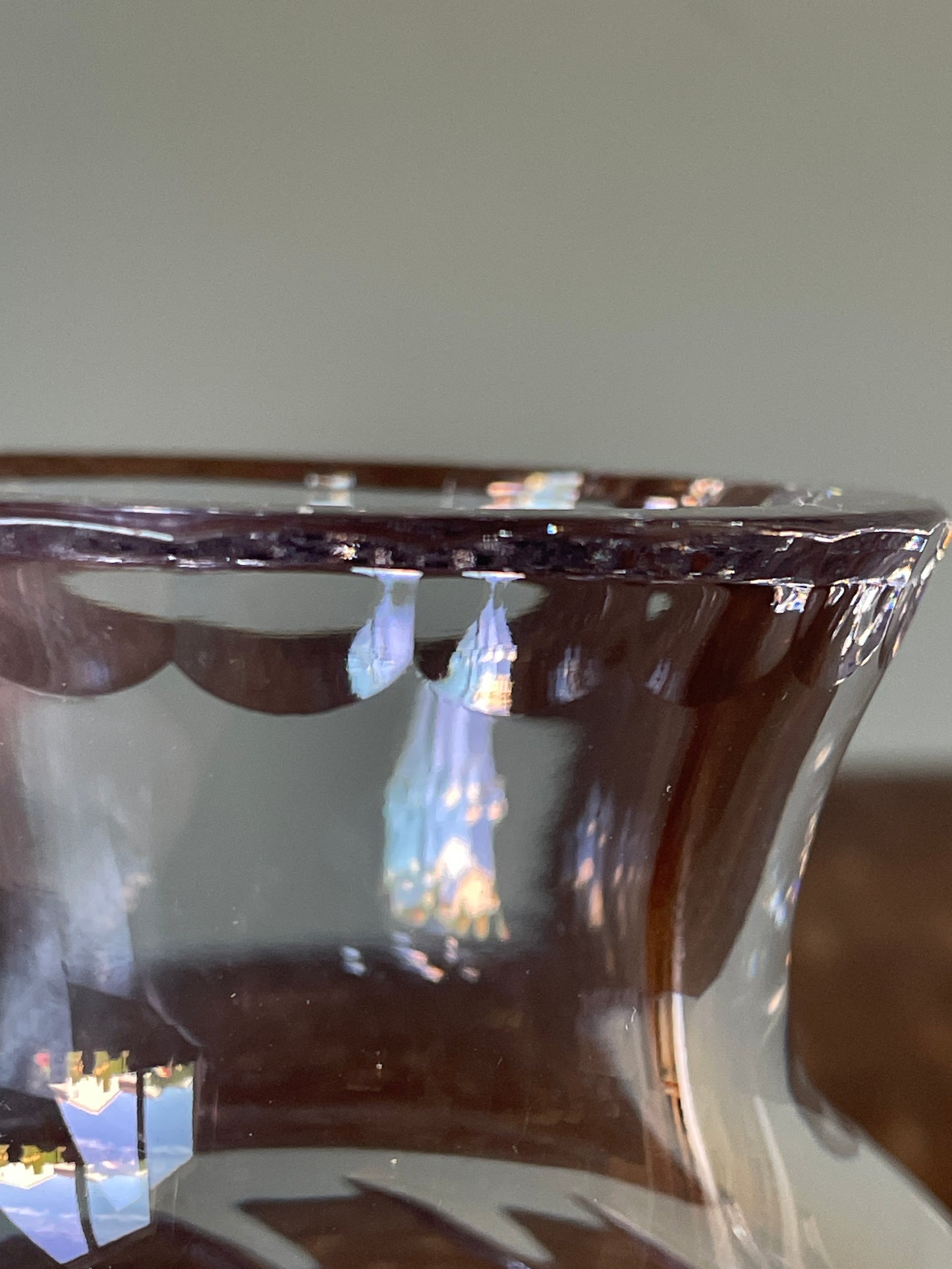 Vintage Crystal Bud Vase - Cut Leaf Design Fluted Rim Star Bottom