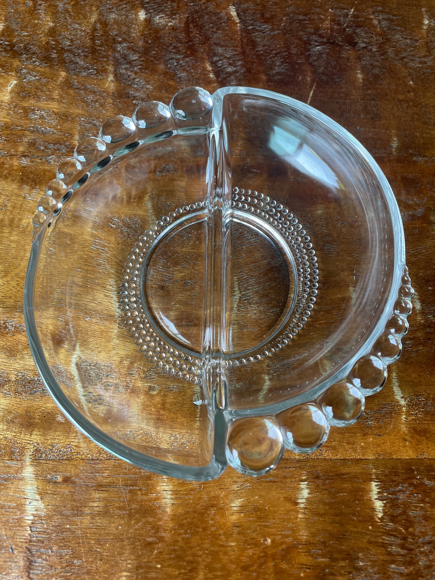 Duncan & Miller Vintage Teardrop Bubble Edge Divided Small Glass Bowl