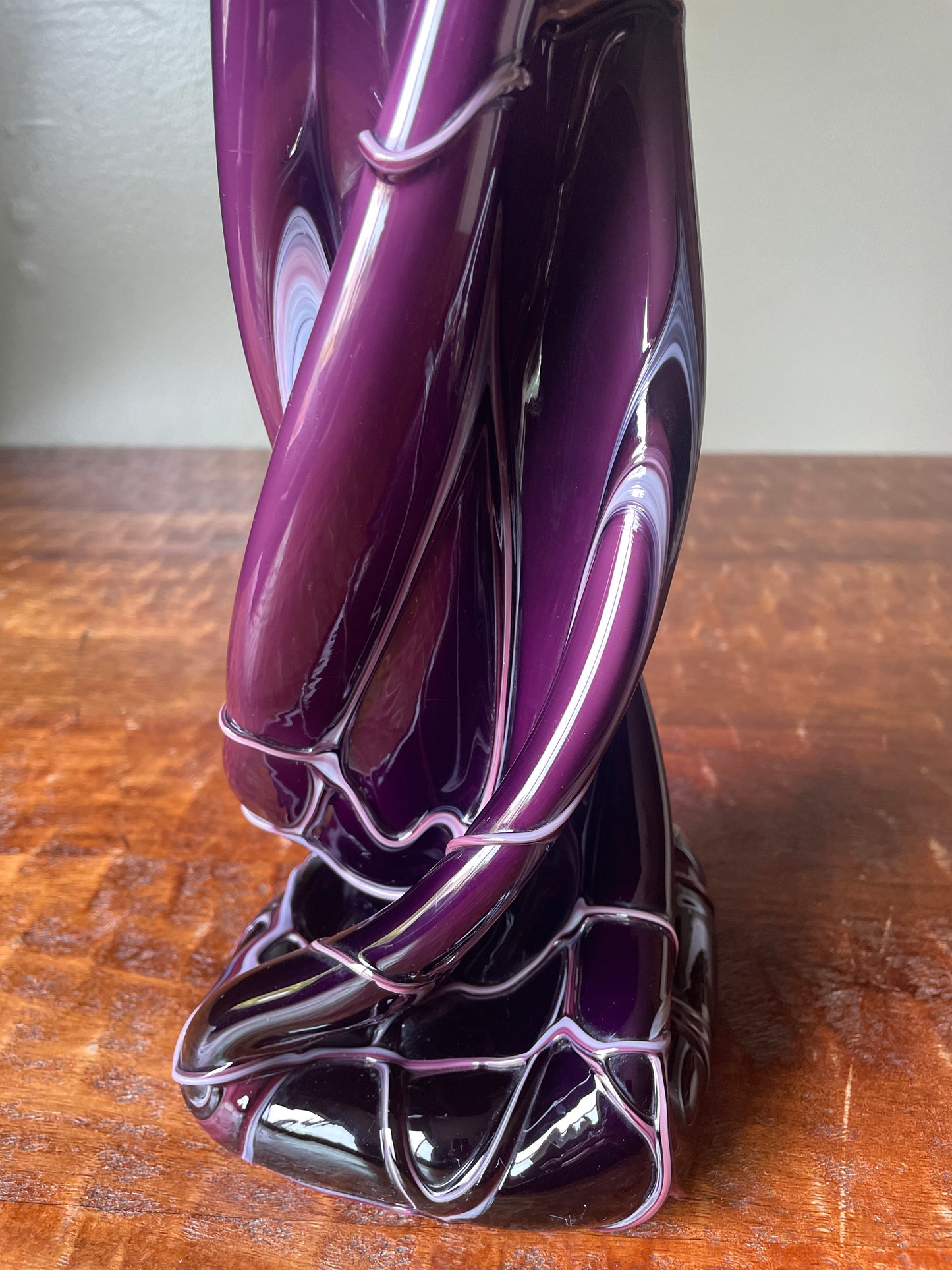 Handblown Purple With White Highlights Tall Vase
