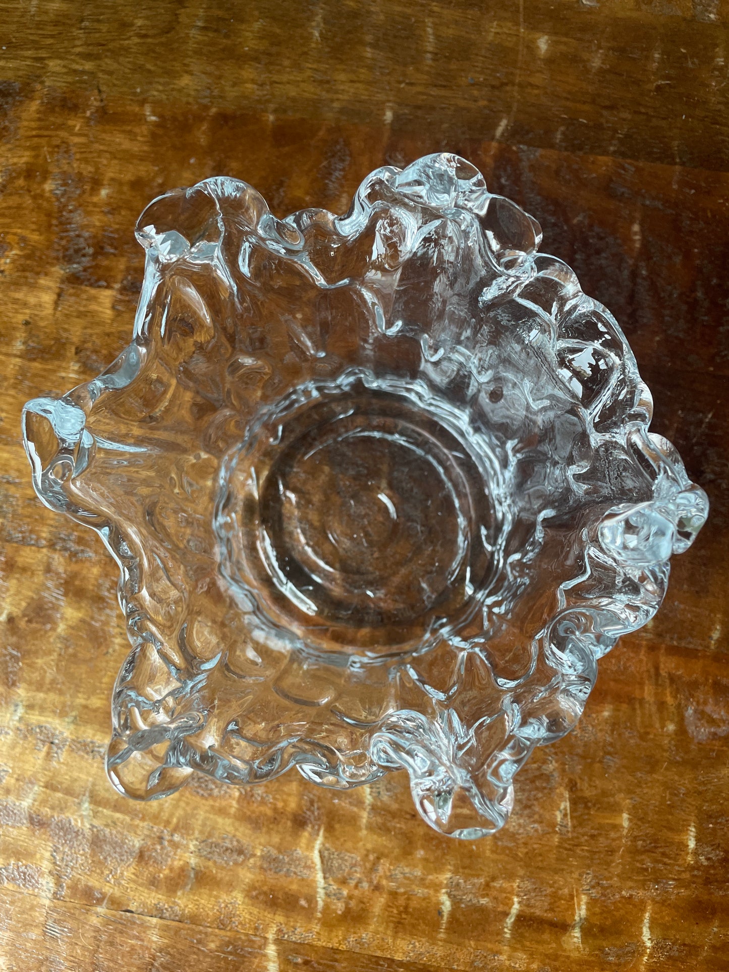 Vintage Hand Blown Sculptural Waves Art Glass Vase