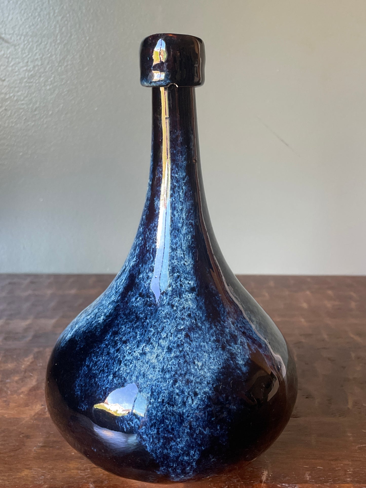 Vintage 1983 Nooksack Bottle Screw Top Blue/Black Glaze Studio Pottery