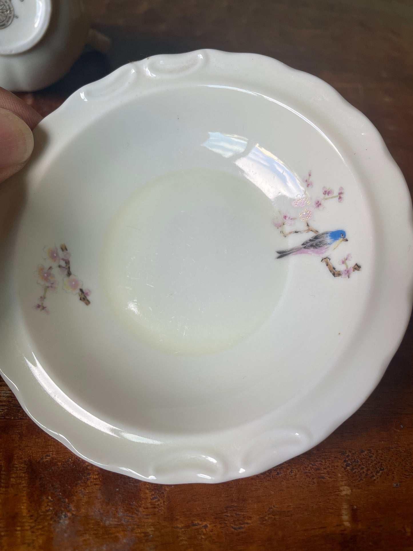 Vintage Small Ceramic Pitcher and Bowl Floral/Birds East Wind by Takahashi