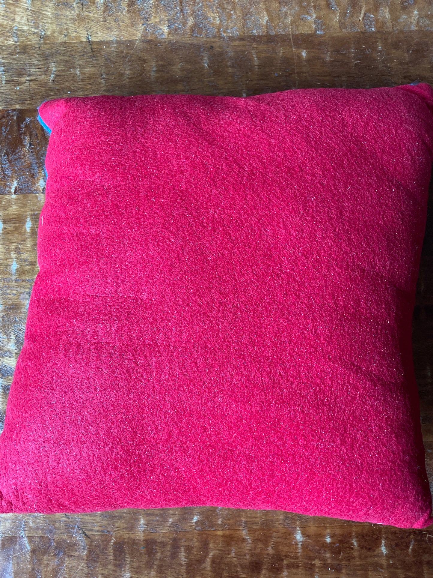 Hand Knit Holiday Throw Pillow 14”