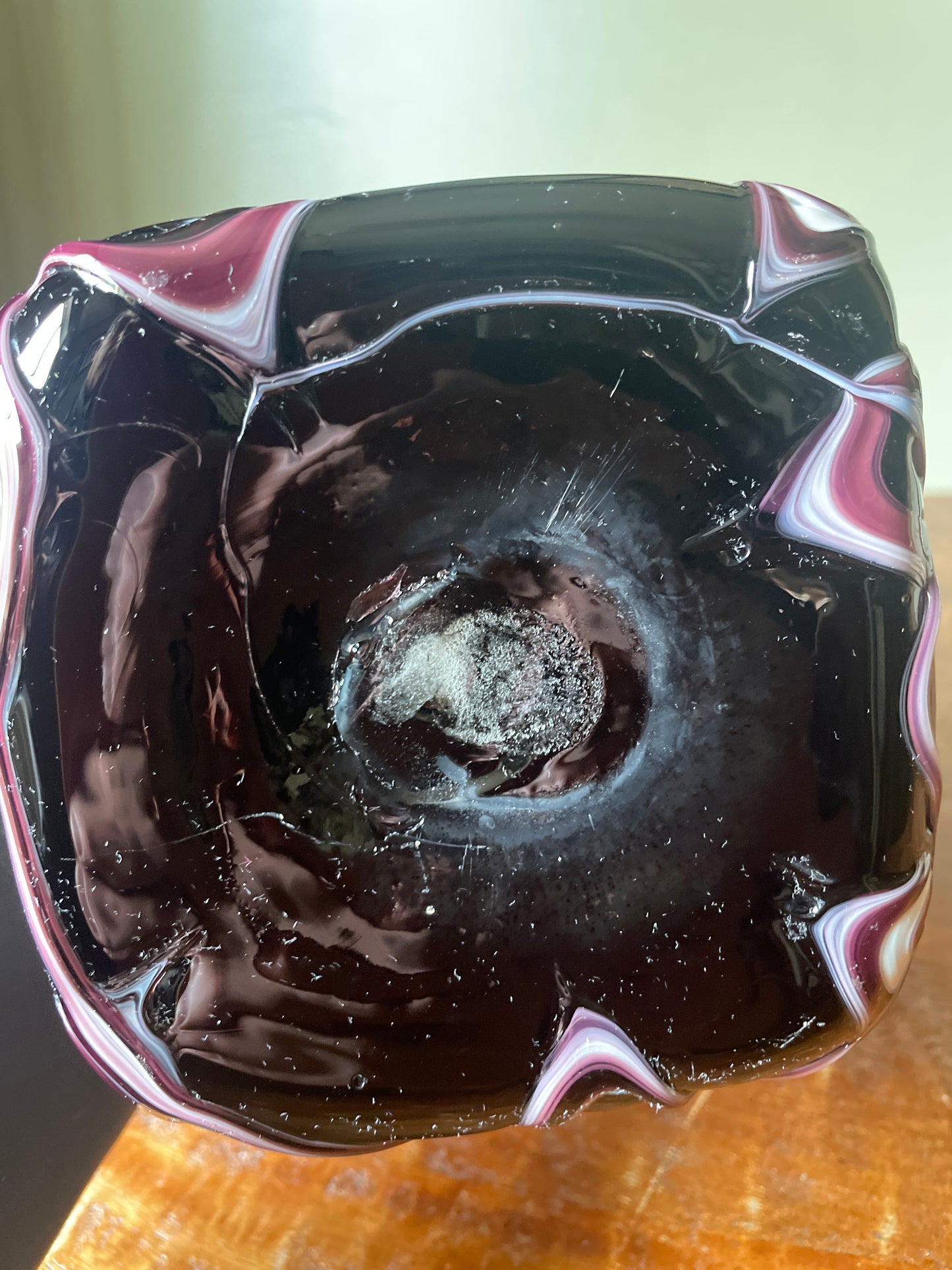 Handblown Purple With White Highlights Tall Vase