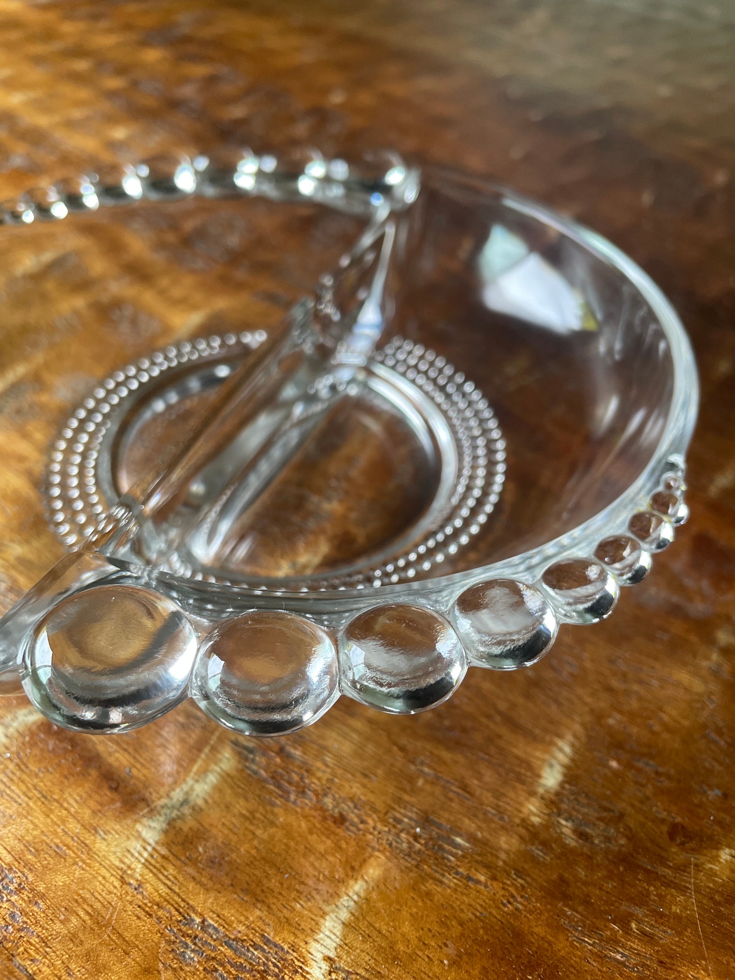 Duncan & Miller Vintage Teardrop Bubble Edge Divided Small Glass Bowl