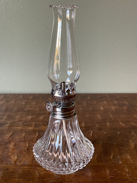 Vintage Lamplight Farms Faceted Austrian Crystal Chimney Oil Lamp