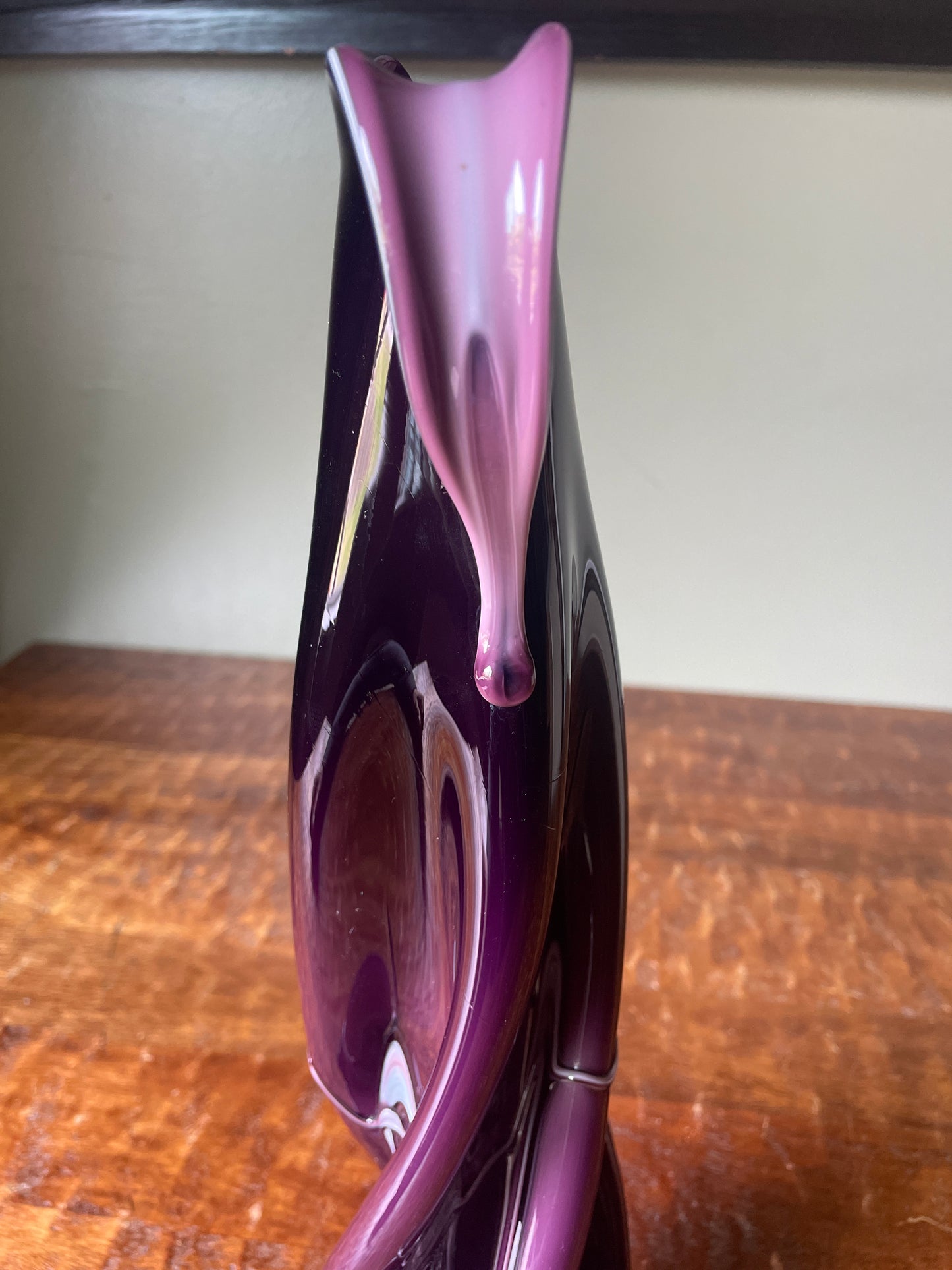 Handblown Purple With White Highlights Tall Vase