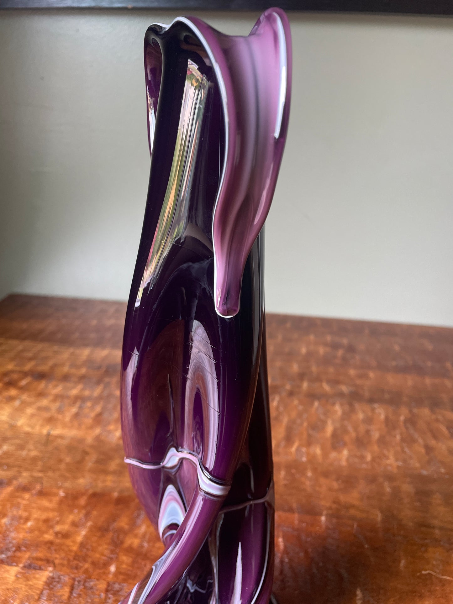 Handblown Purple With White Highlights Tall Vase