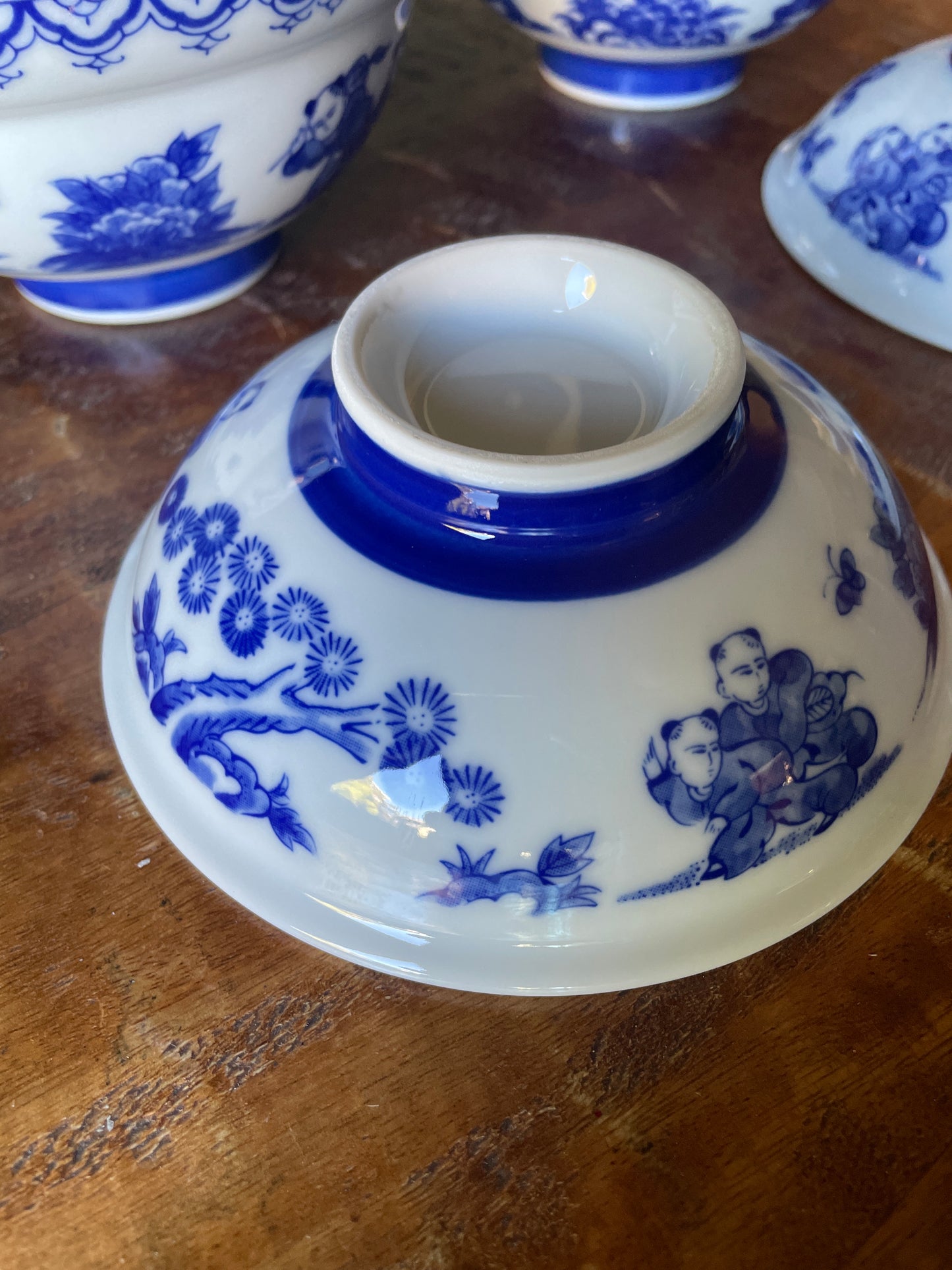 Pair of Japanese Blue & White Porcelain Karako bowls