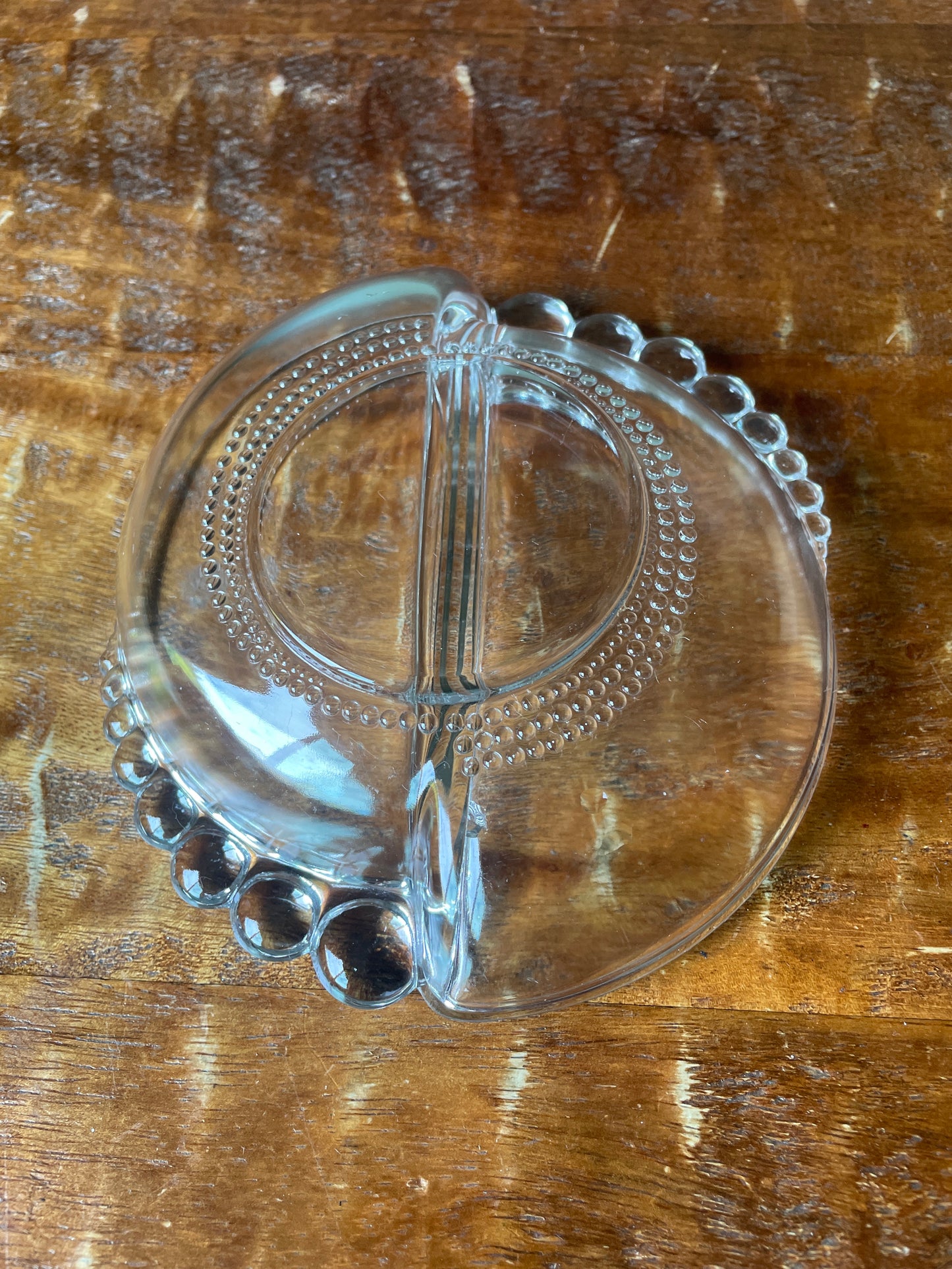 Duncan & Miller Vintage Teardrop Bubble Edge Divided Small Glass Bowl