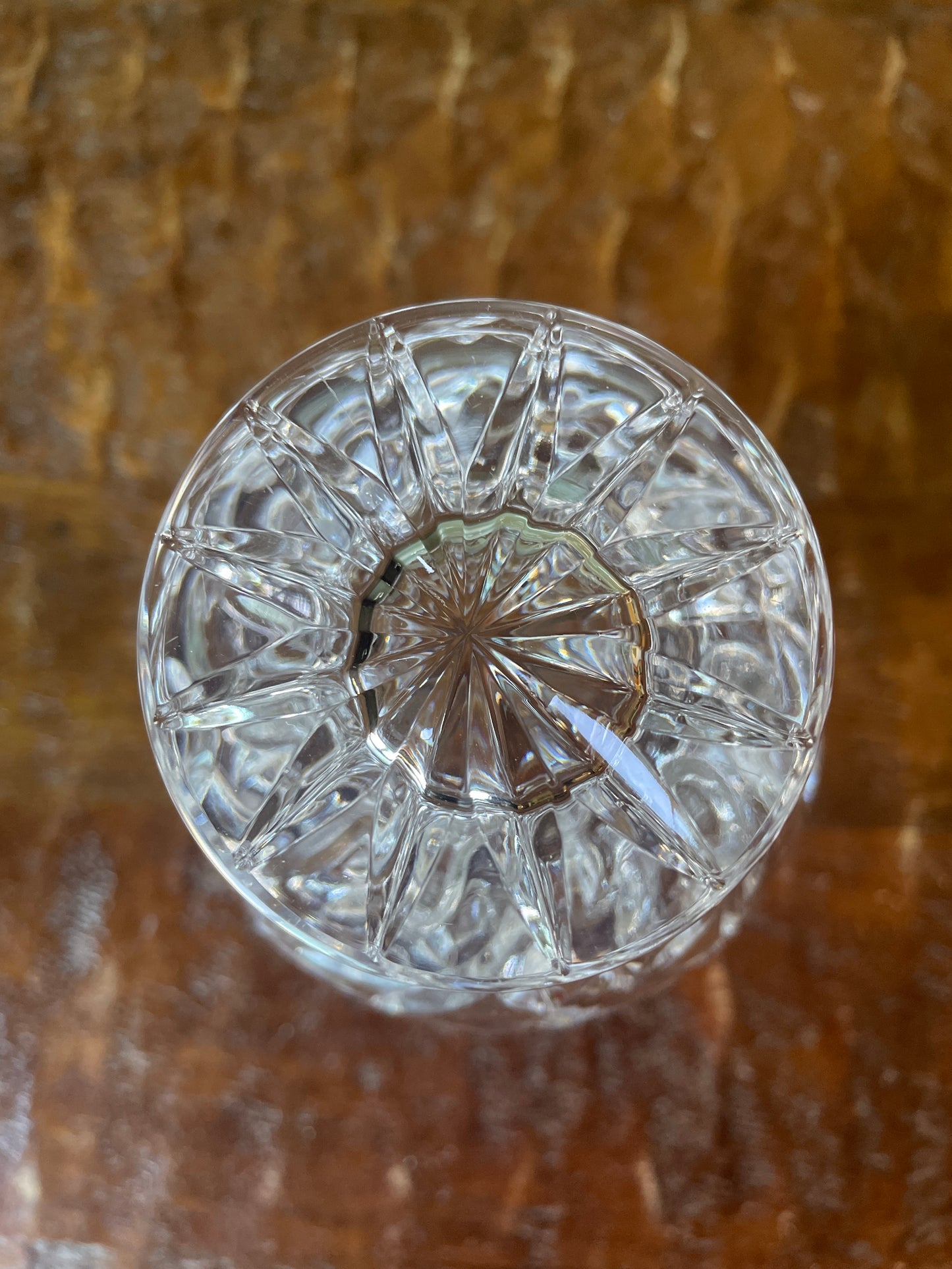 Vintage Crystal Bud Vase - Cut Leaf Design Fluted Rim Star Bottom