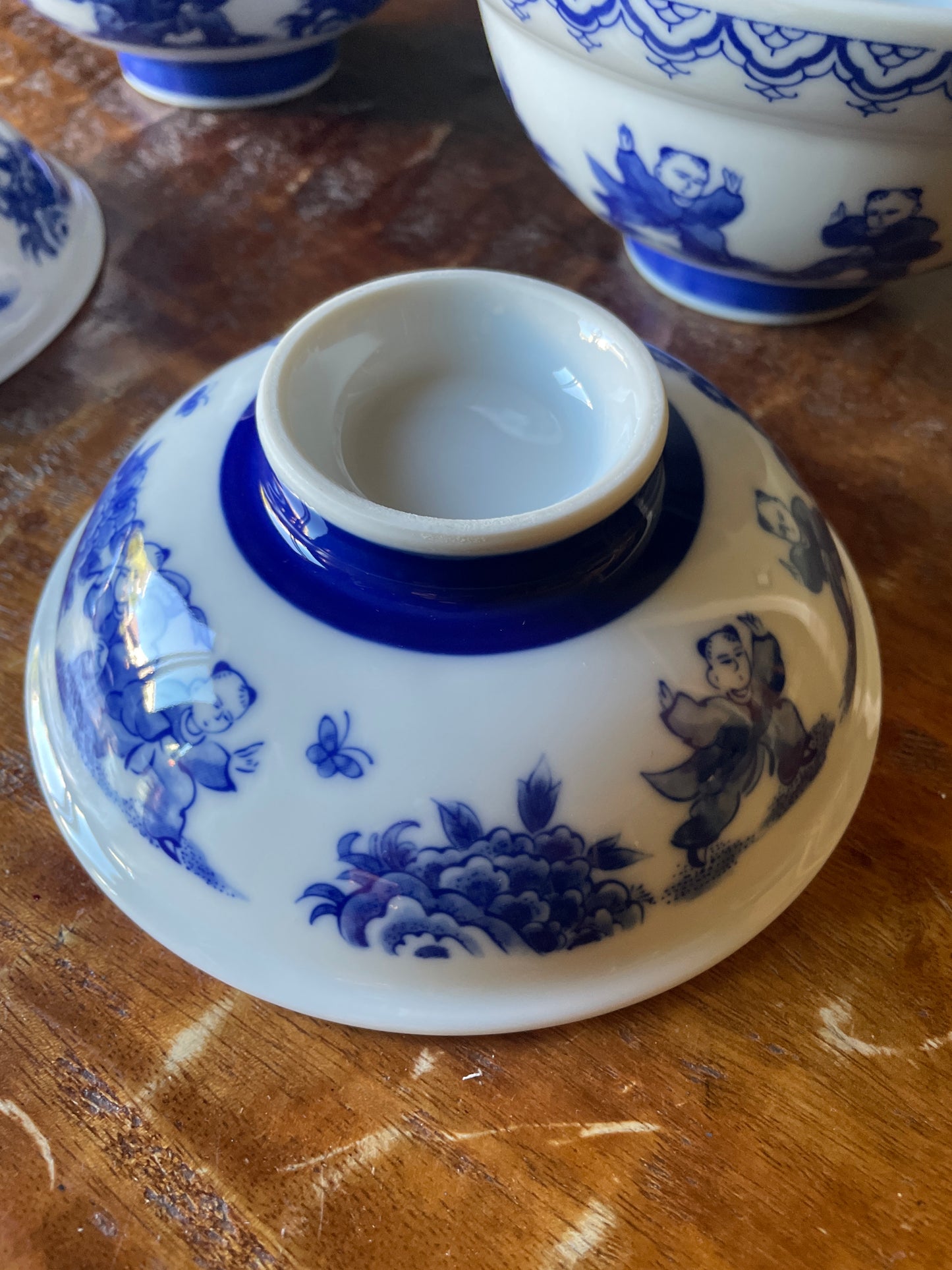 Pair of Japanese Blue & White Porcelain Karako bowls