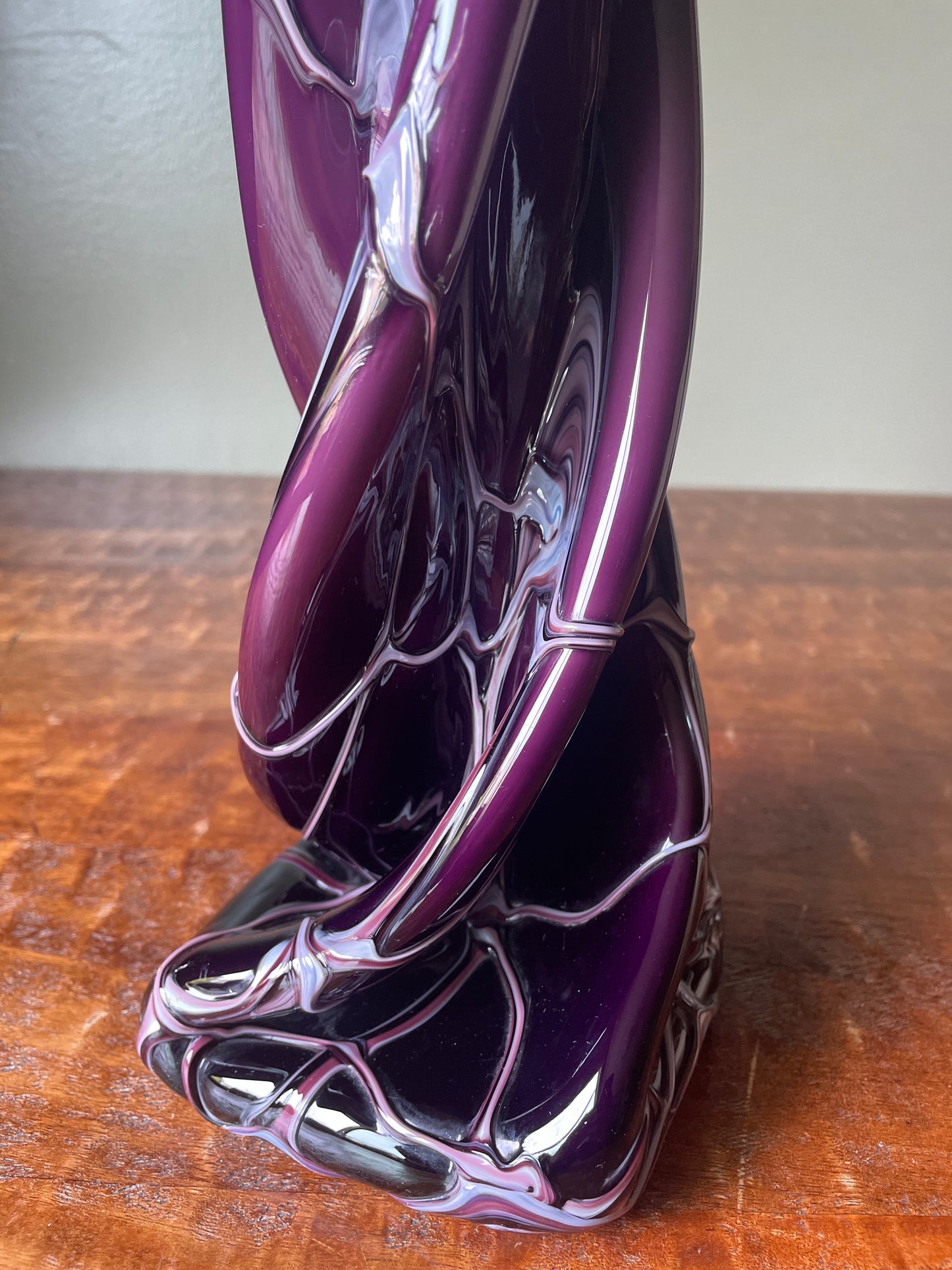 Handblown Purple With White Highlights Tall Vase