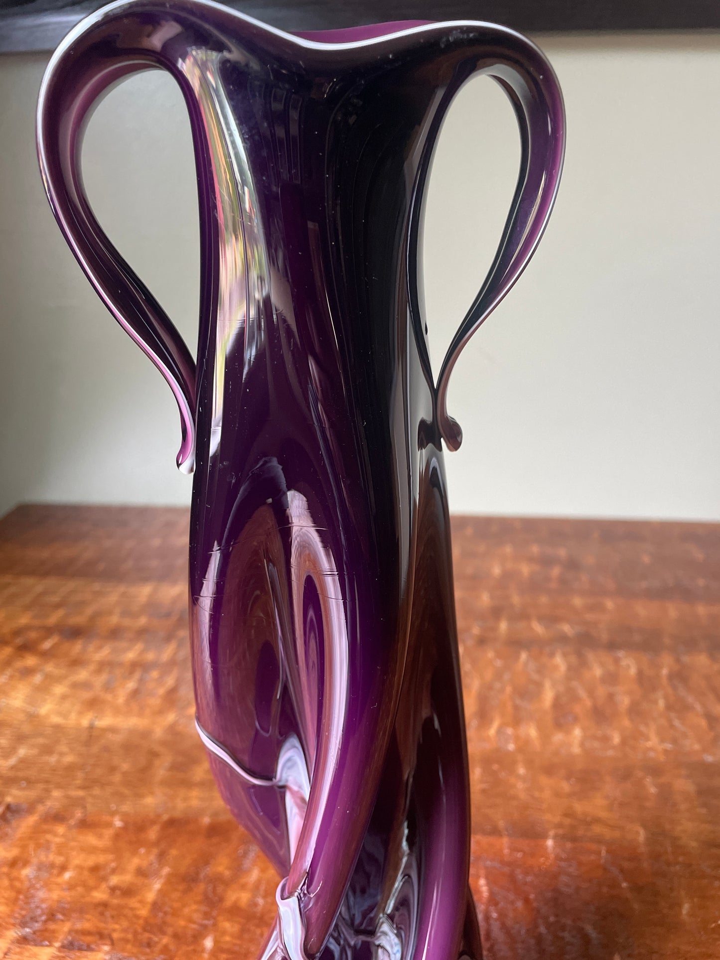 Handblown Purple With White Highlights Tall Vase