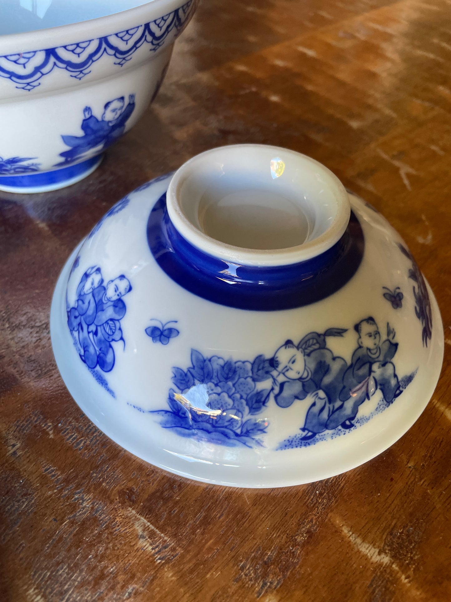 Pair of Japanese Blue & White Porcelain Karako bowls