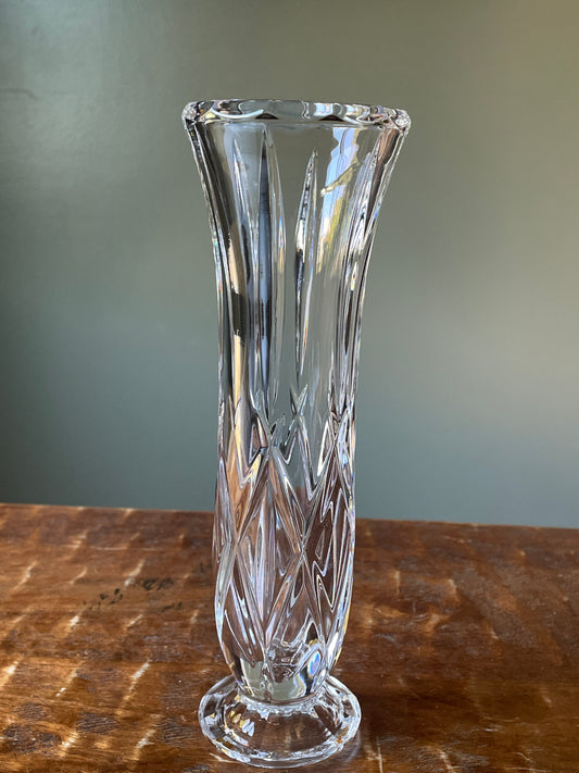 Gorham Lady Anne Lead Crystal Bud Vase Floral Czech Republic 8.5”