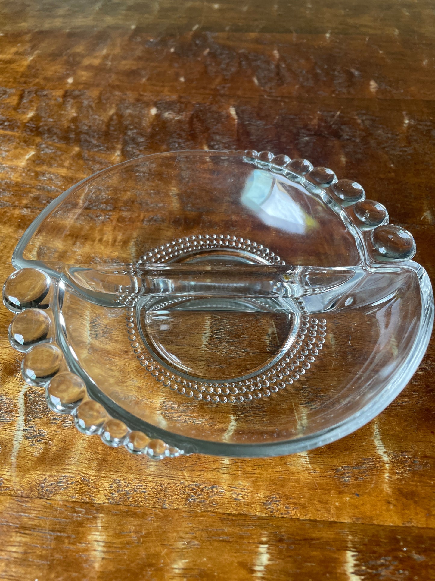 Duncan & Miller Vintage Teardrop Bubble Edge Divided Small Glass Bowl