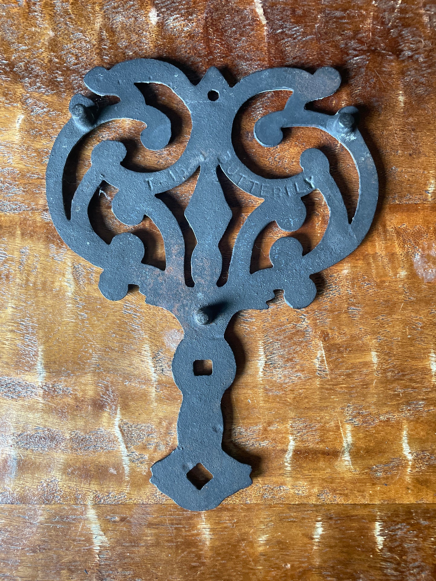 Vintage Black Cast Iron Trivet Butterfly