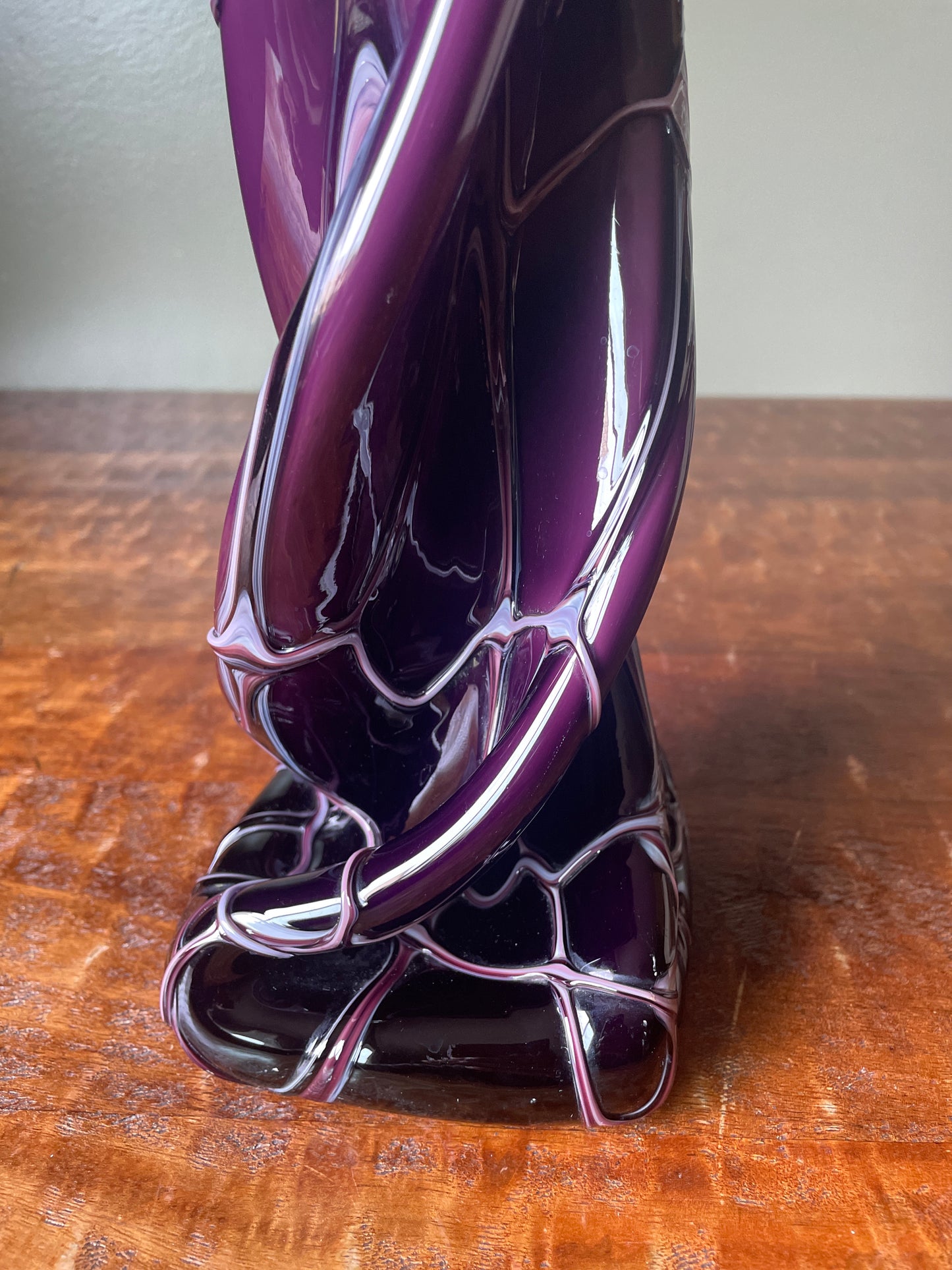 Handblown Purple With White Highlights Tall Vase
