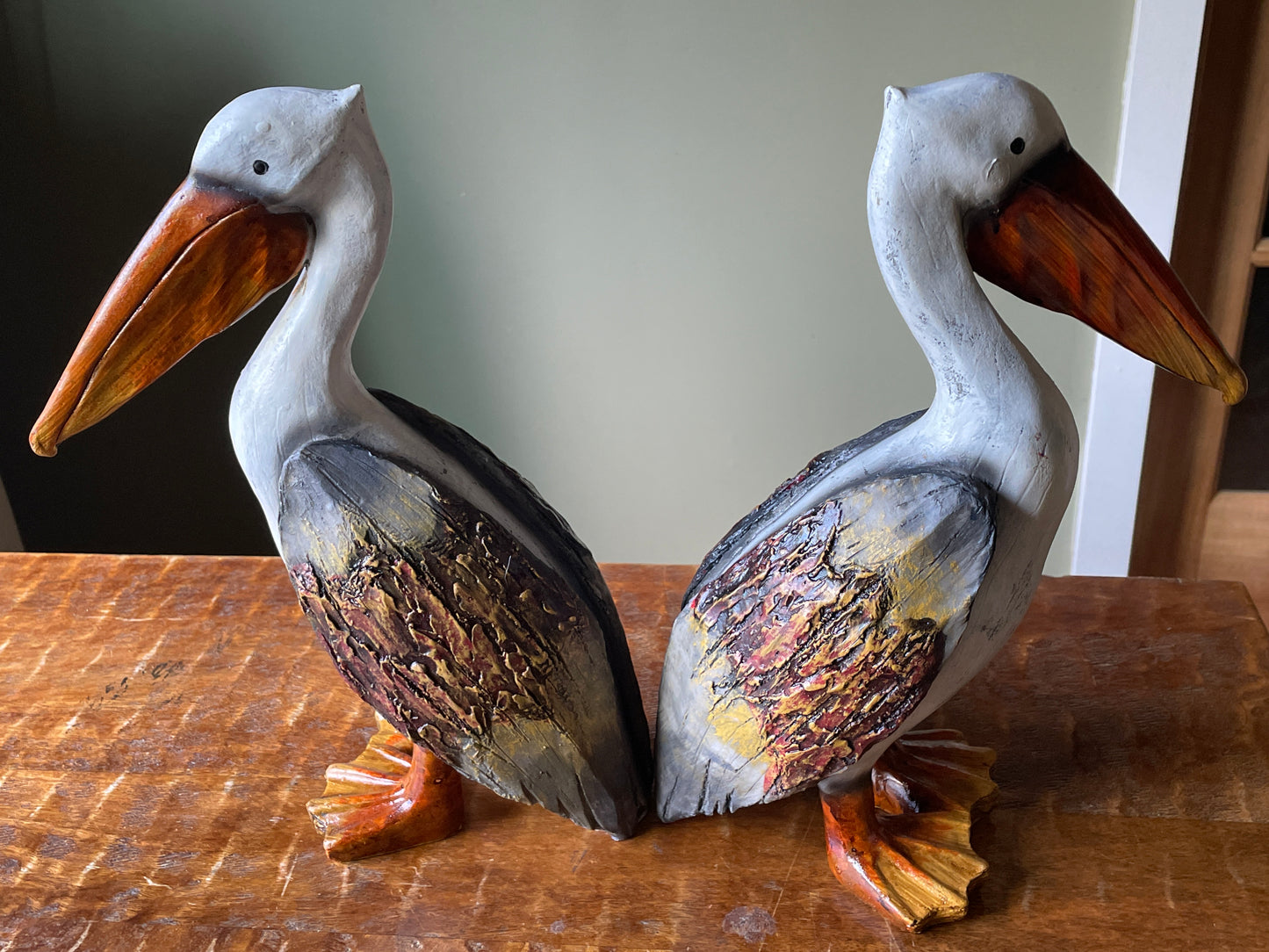Coastal Beach House resin pelican 12 inch (Pair)