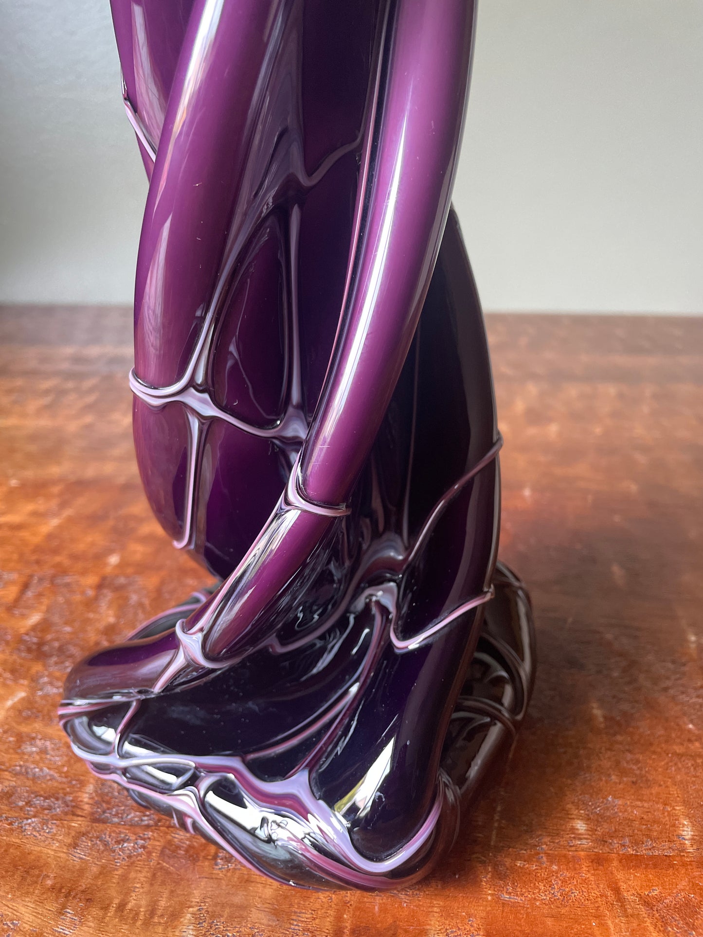 Handblown Purple With White Highlights Tall Vase