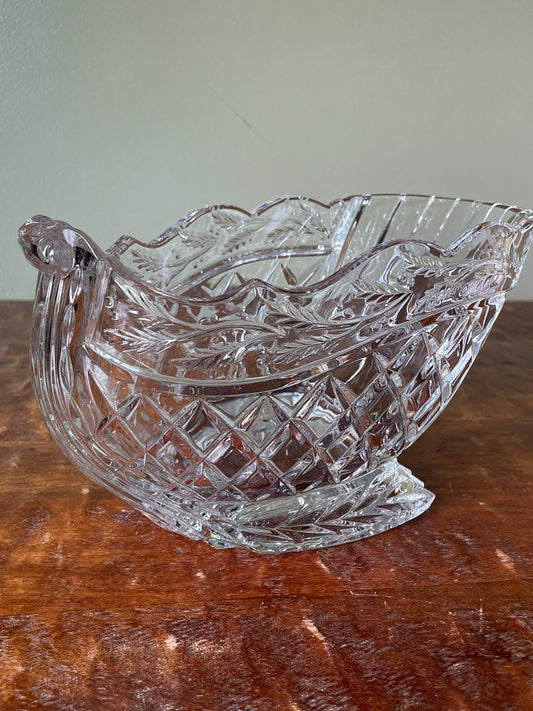 Marquis by Waterford Crystal Sled Bowl Centerpiece Machine Cut