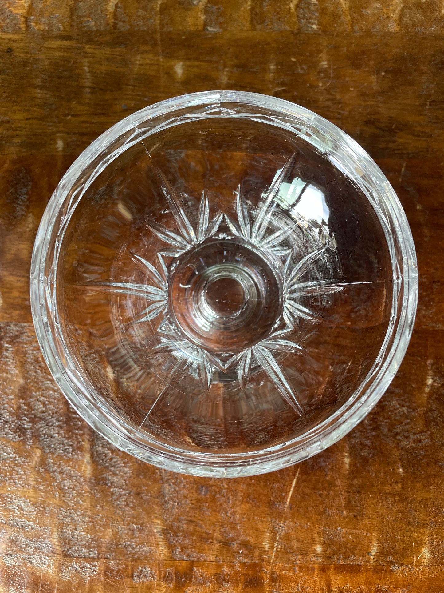 Vintage Cut Crystal Glass Hurricane Lamp Candle Holder 2-piece Diamond