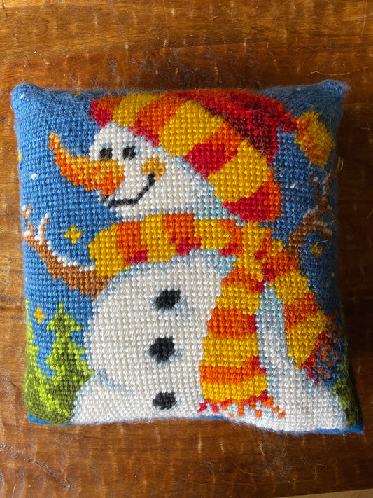 Hand Knit Holiday Throw Pillow 14”