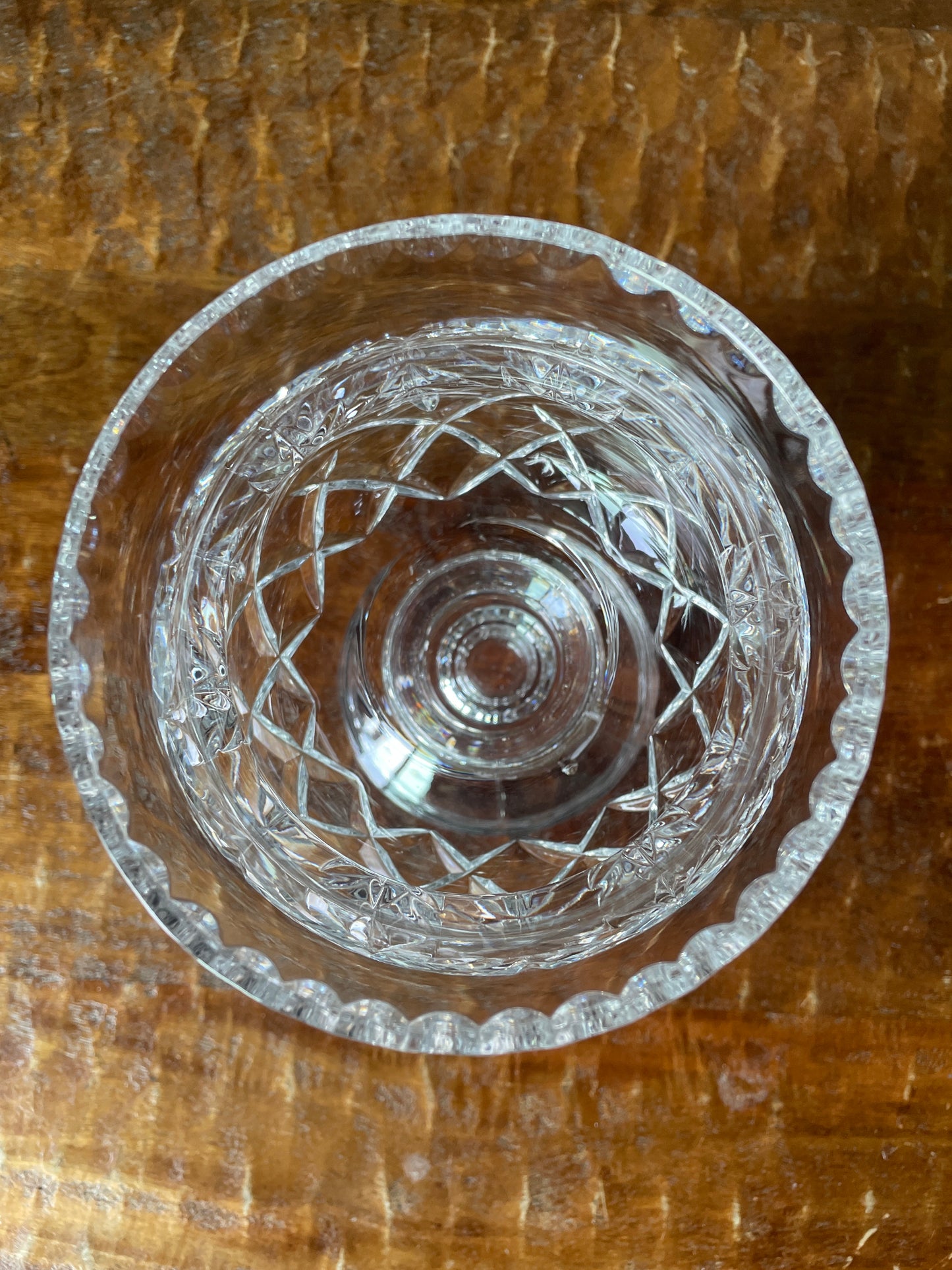 Vintage Cut Crystal Glass Hurricane Lamp Candle Holder 2-piece Diamond