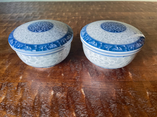Pair of Seokchon Sweet Porcelain Japanese 4.5” Bowl, Loko Stamped
