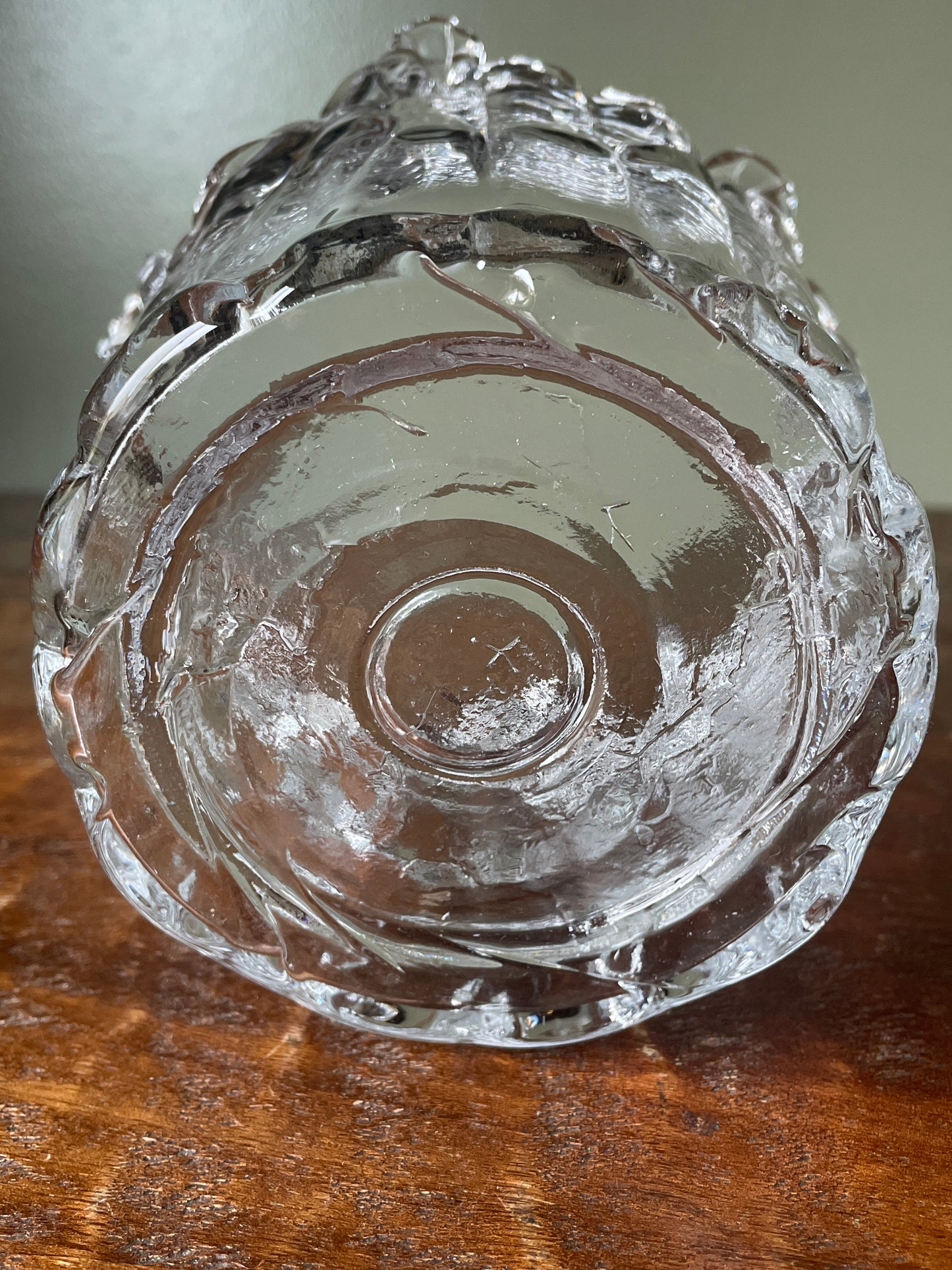 Vintage Hand Blown Sculptural Waves Art Glass Vase